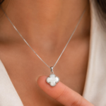 Lumière Pearl Clover Silver Pendant - Image 3